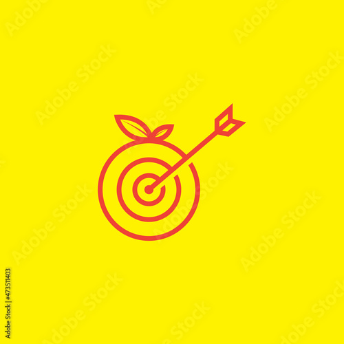 orange fruit with target arrow logo symbol icon vector graphic design illustration idea creative