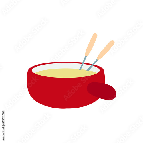 red fondue pot emoji vector illustration