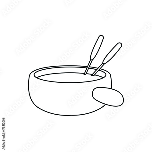 Fondue line icon vector bowl soup