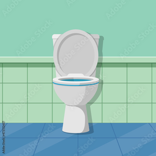 Toilet bowl in bathroom.  vector image.