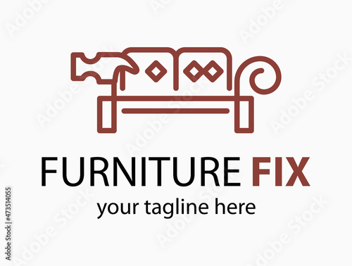 Hauling or restore furniture logo. Fixing furniture vector sign. Leather and Fabric Upholstery emblem.