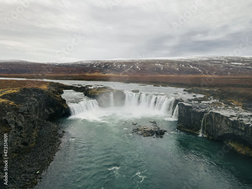 Arial View to Go  afoss Waterfall Iceland