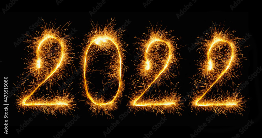 2022 numbers made of bengal sparklers