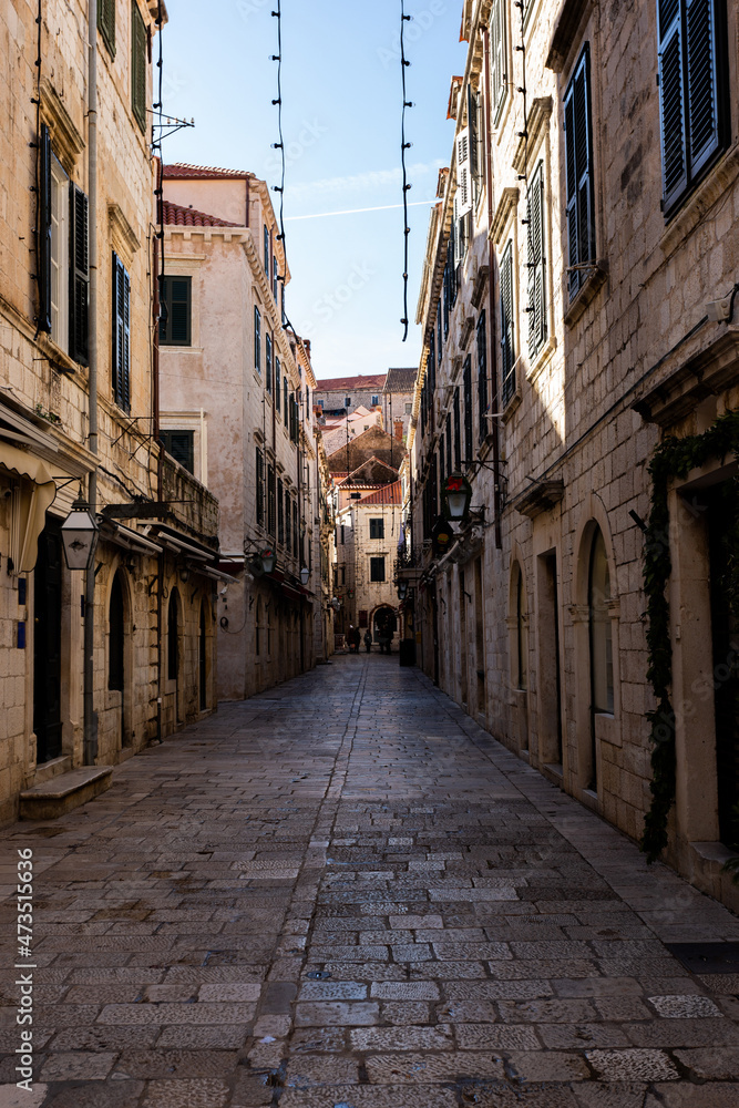 Old streets of downtown of Dubrovnik, Croatia