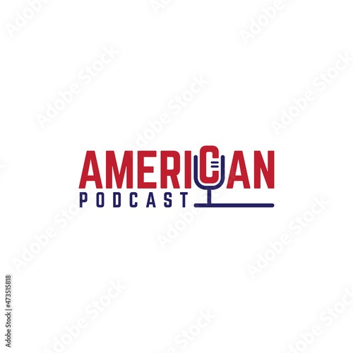 american podcast logo design template