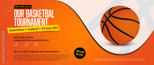 Basketball tournament invitation template with sample text in separate layer © Jaroslav Machacek