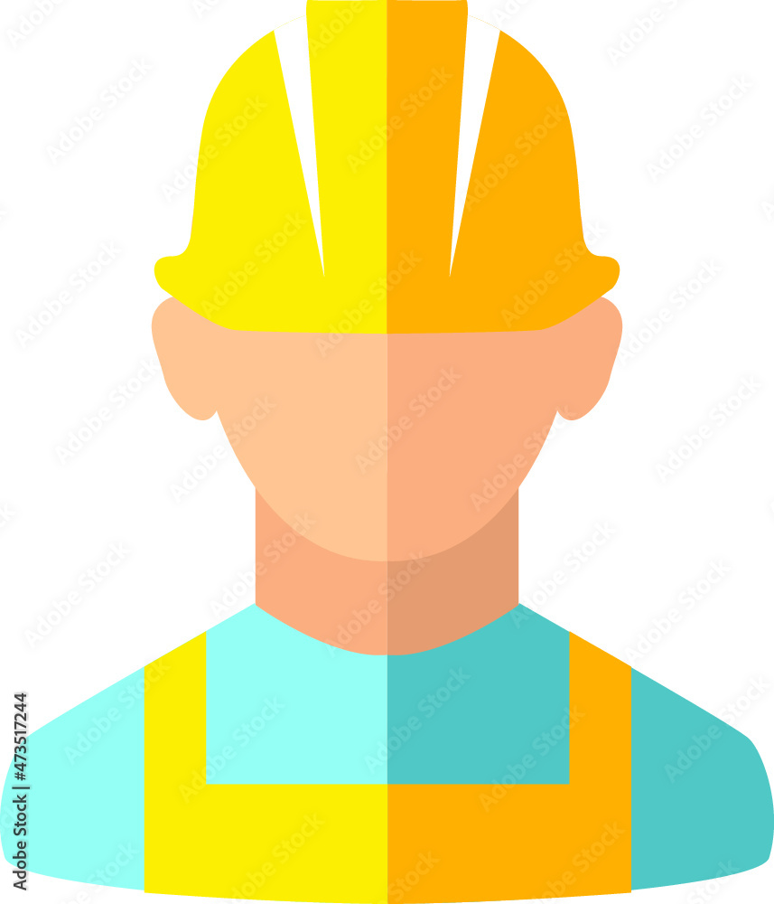 Builder avatar in safety helmet in flat style icon. Occupation avatar Builder in flat colorful style Builder avatar in safety helmet in flat style icon. Occupation avatar Builder in flat colorful style