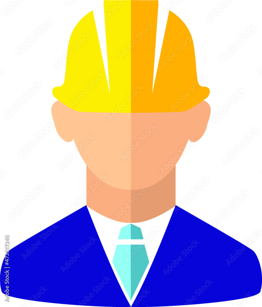Builder avatar in safety helmet in flat style icon. Occupation avatar Builder in flat colorful style Builder avatar in safety helmet in flat style icon. Occupation avatar Builder in flat colorful style