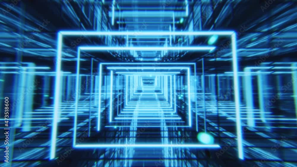 4k video of black background with blue technological tunnel. 4k video of black background with blue technological tunnel.