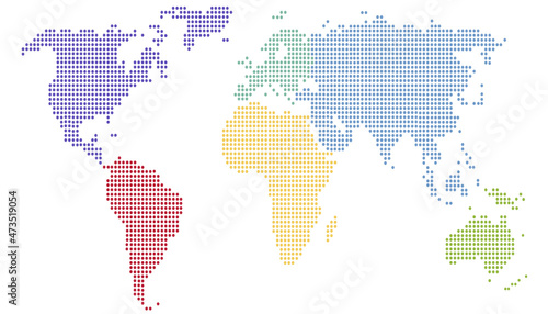 Dotted color world map vector  