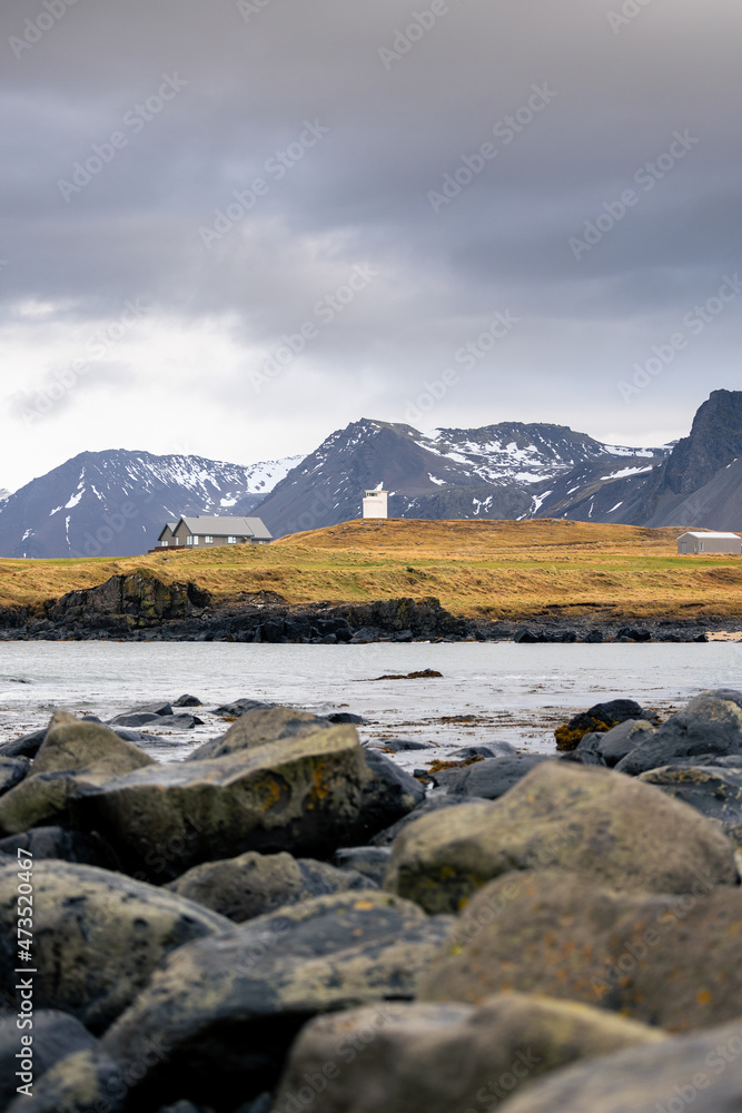 clear view over a bay on Snæfellsnes Peninsula - Snaefellsnes with mountains in the back