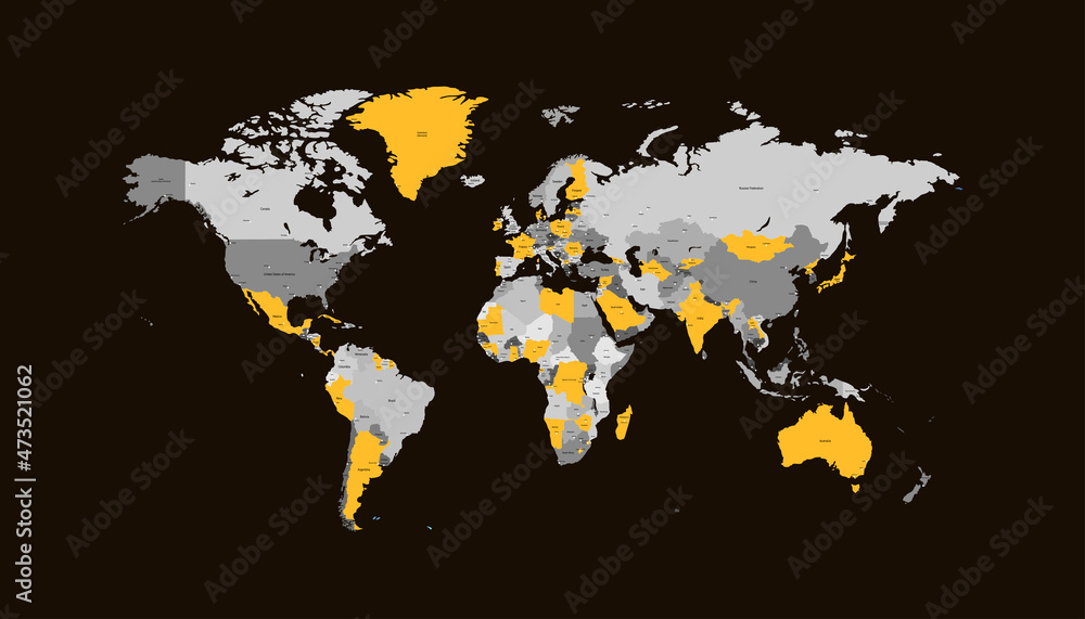 Fototapeta premium World map. Color vector modern. Silhouette map. 