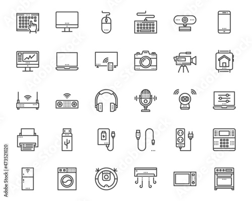 Home Electronics Devices Icons Vector , Laptop, Phone,Burglar Alarm
