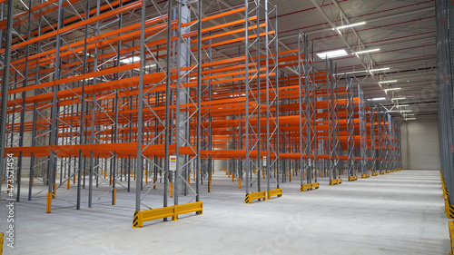 logistics warehouse with empty high racks