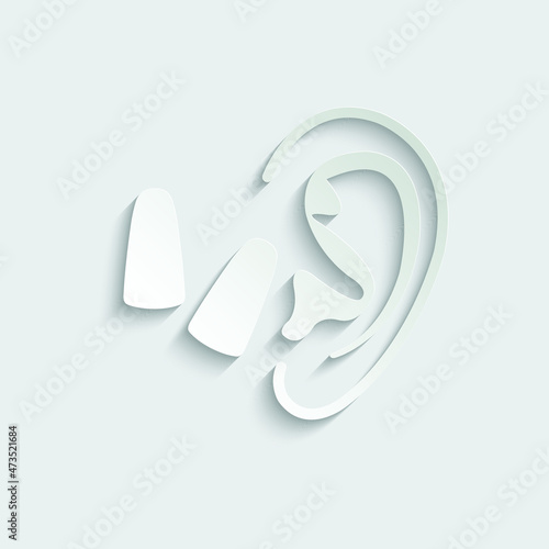ear with earplug icon vector ear plugs sign