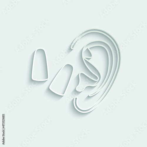 ear with earplug icon vector ear plugs sign