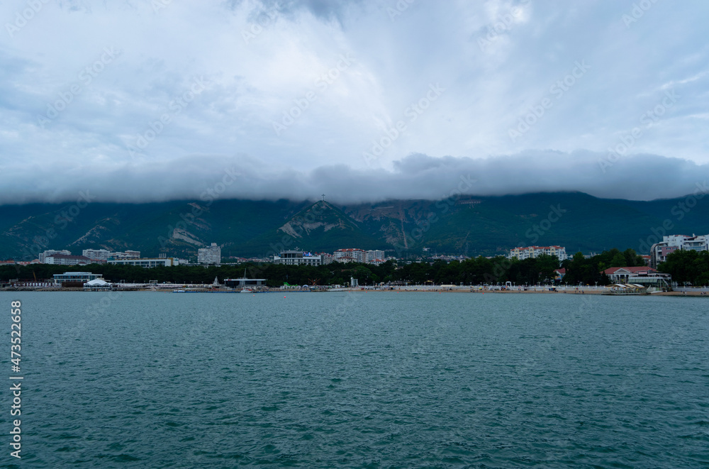 Gelendzhik Russia, gloomy beautiful sky and mountains.