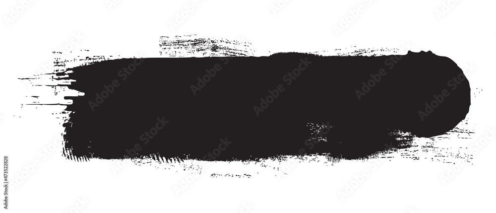 Black brush stroke isolated on white background. Trendy brush stroke vector for black ink paint, grunge backdrop, dirt banner, watercolor design and dirty texture. Brush stroke vector illustration