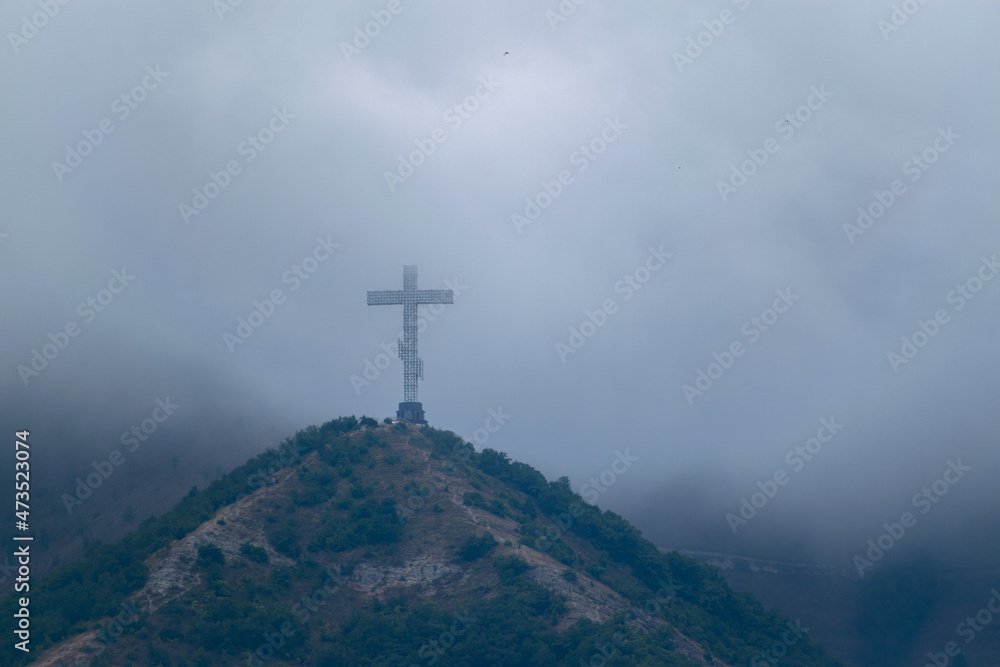 A huge cross on a mountain in the city of Gelendzhik Russia. A huge cross on a mountain in the city of Gelendzhik Russia.