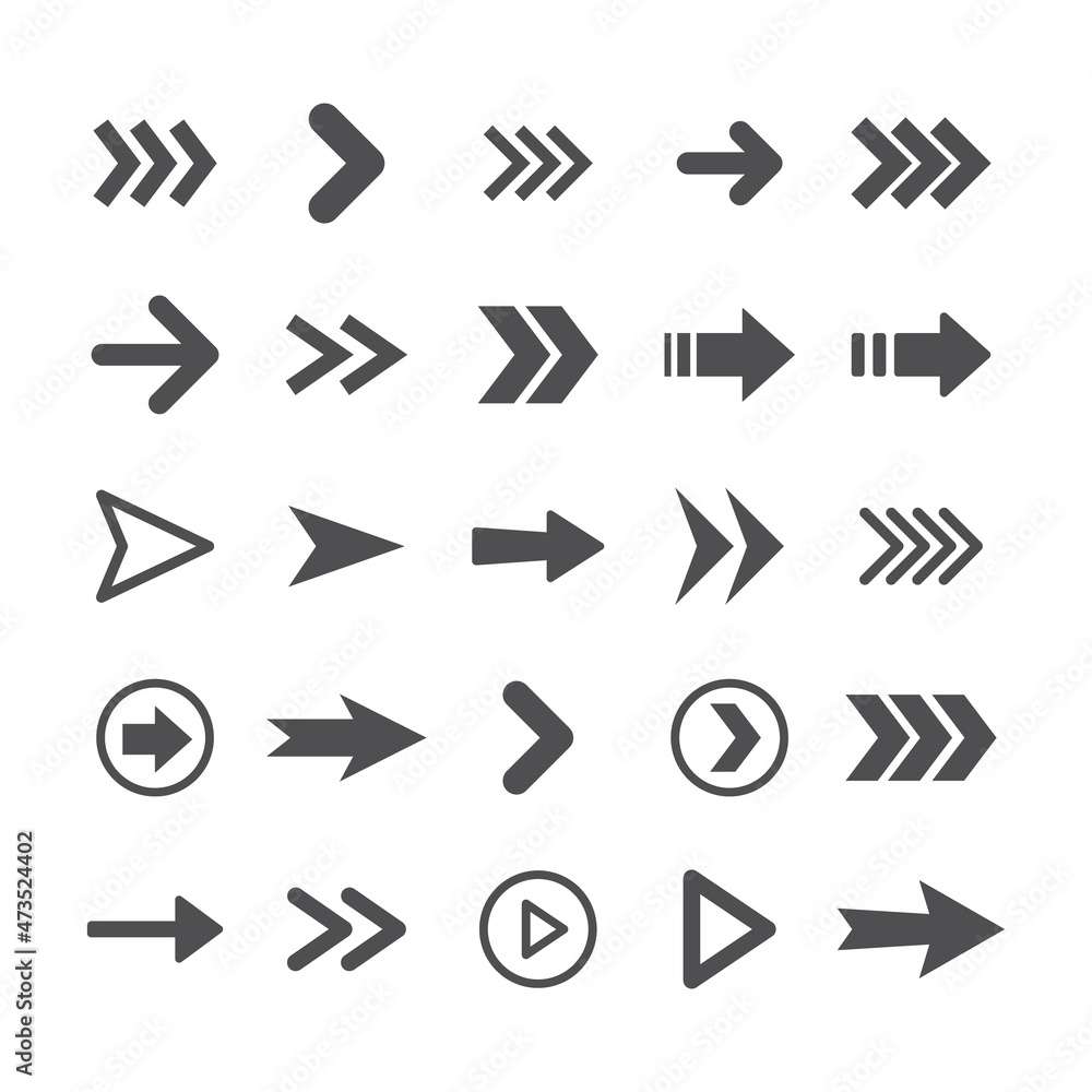 Arrow icon collection. Set of different arrows. Flat style isolated vectors. Arrow icon collection. Set of different arrows. Flat style isolated vectors.