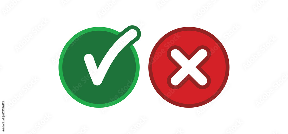 Check mark choice icons. Tick and x, confirm and deny circle icon button. Checkbox button for choose, circle answer box for checklist, approval sign. Check mark choice icons. Tick and x, confirm and deny circle icon button. Checkbox button for choose, circle answer box for checklist, approval sign.