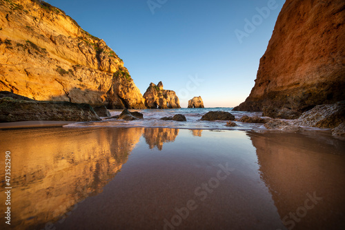 bay with rocks and waves in the Algarve, Portugal