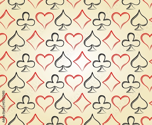 A Seamless Background with symbols of playing cards.