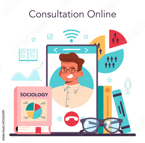 Sociologist online service or platform. Social relationship and culture