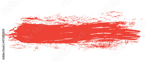 Red brush stroke isolated on white background. Trendy brush stroke vector for red ink paint, grunge backdrop, dirt banner, watercolor design and dirty texture. Brush stroke vector illustration
