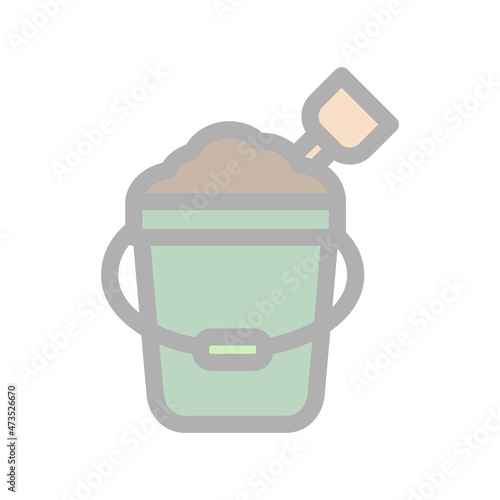 Sand Bucket Filled Light Vector Icon Design
