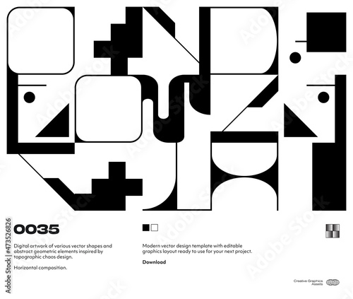 Swiss Poster Design Template With Abstract Geometric Shapes