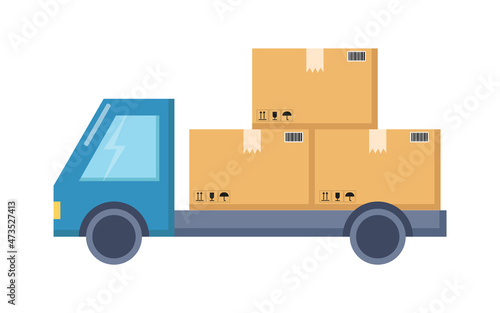 Delivery concept - truck carrying boxes