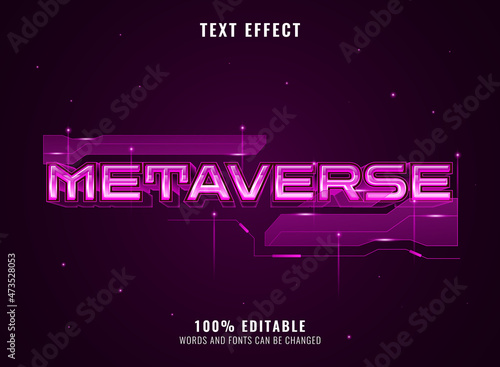modern futuristic violet metaverse text effect with hologram panel