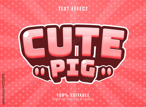 funny cartoon cute pig pink text effect