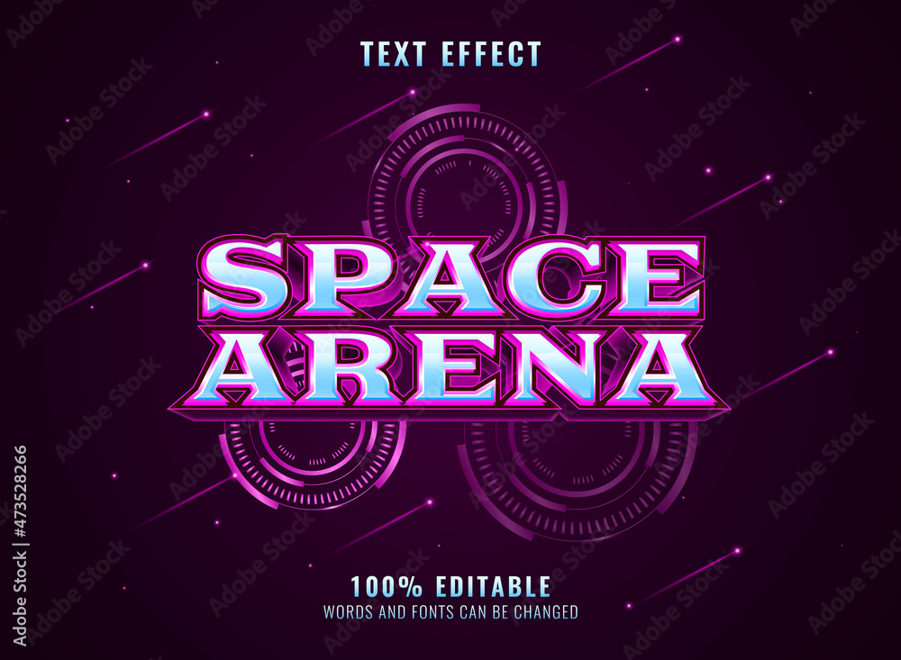 modern futuristic space arena text effect with circle hologram frame