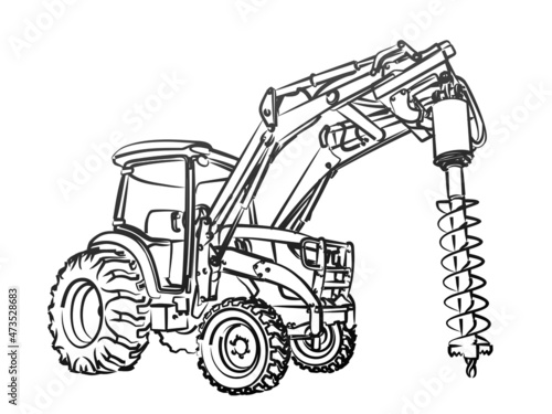 The Tractor Sketch with earth drill.