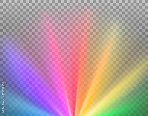 Rays with rainbow colors spectrum flare with transparency