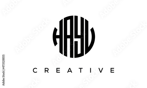 Letters HAYV creative circle logo design vector, 4 letters logo photo
