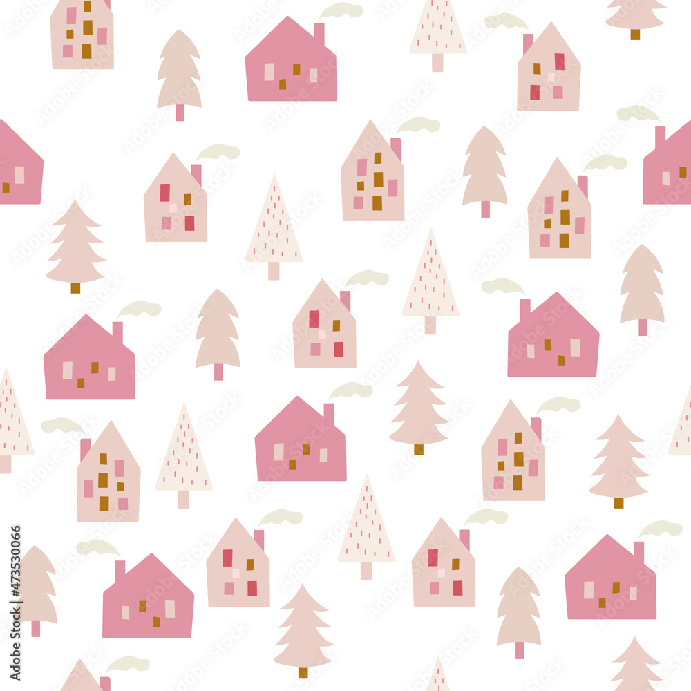 New Year Christmas background. Isolated, vector background.
For greeting cards, fabric, or wrapping paper. Vector illustration