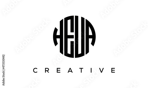 Letters HEUA creative circle logo design vector, 4 letters logo photo