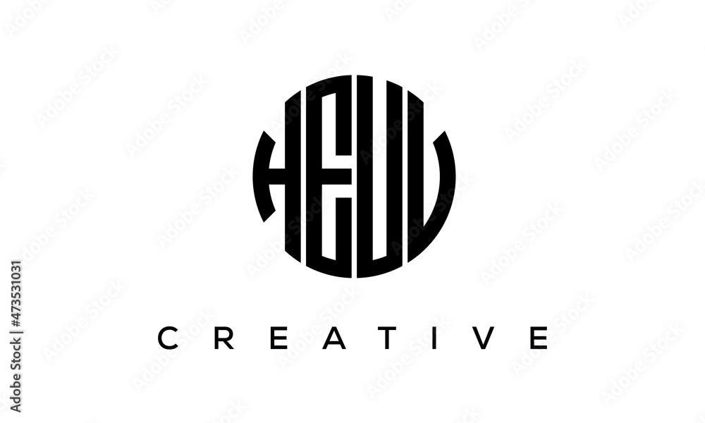 Letters HEUV creative circle logo design vector, 4 letters logo Letters HEUV creative circle logo design vector, 4 letters logo