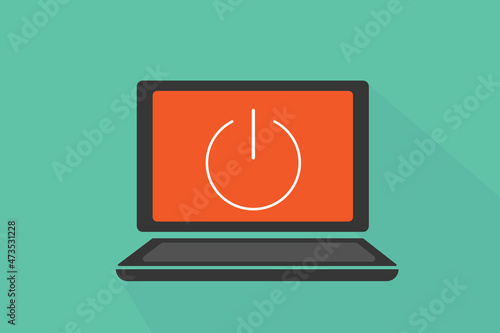 Laptop icon with an off button for website, application, printing, document, poster design, etc. vector EPS10