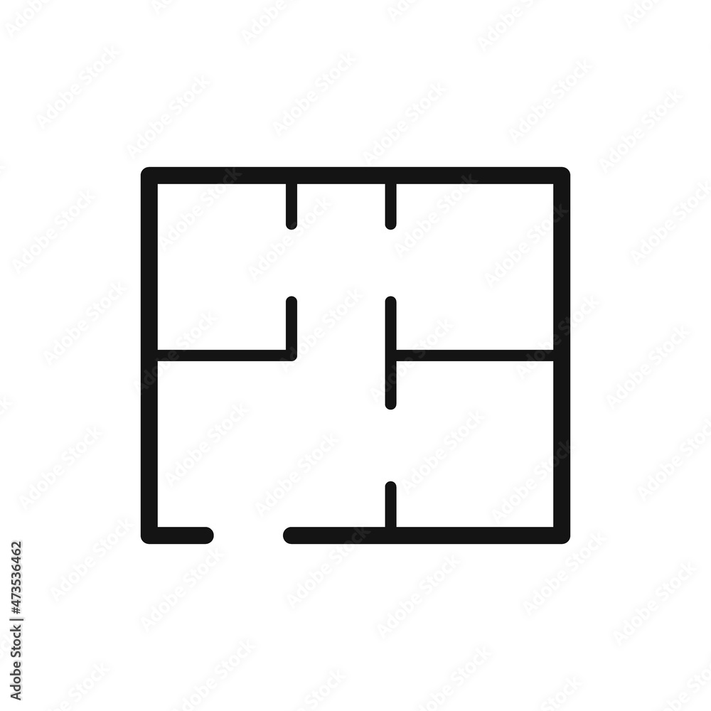 Plan house, architectural project with wall line. Residential home with room. Vector illustration Plan house, architectural project with wall line. Residential home with room. Vector illustration
