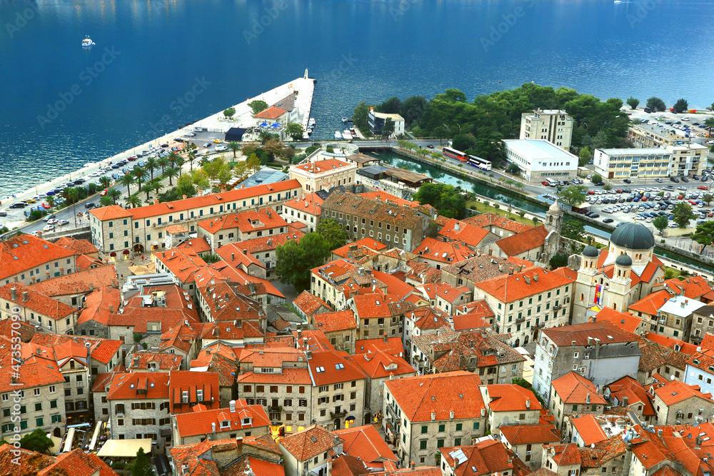 Panoramic view of the Bay of Kotor, Montenegro