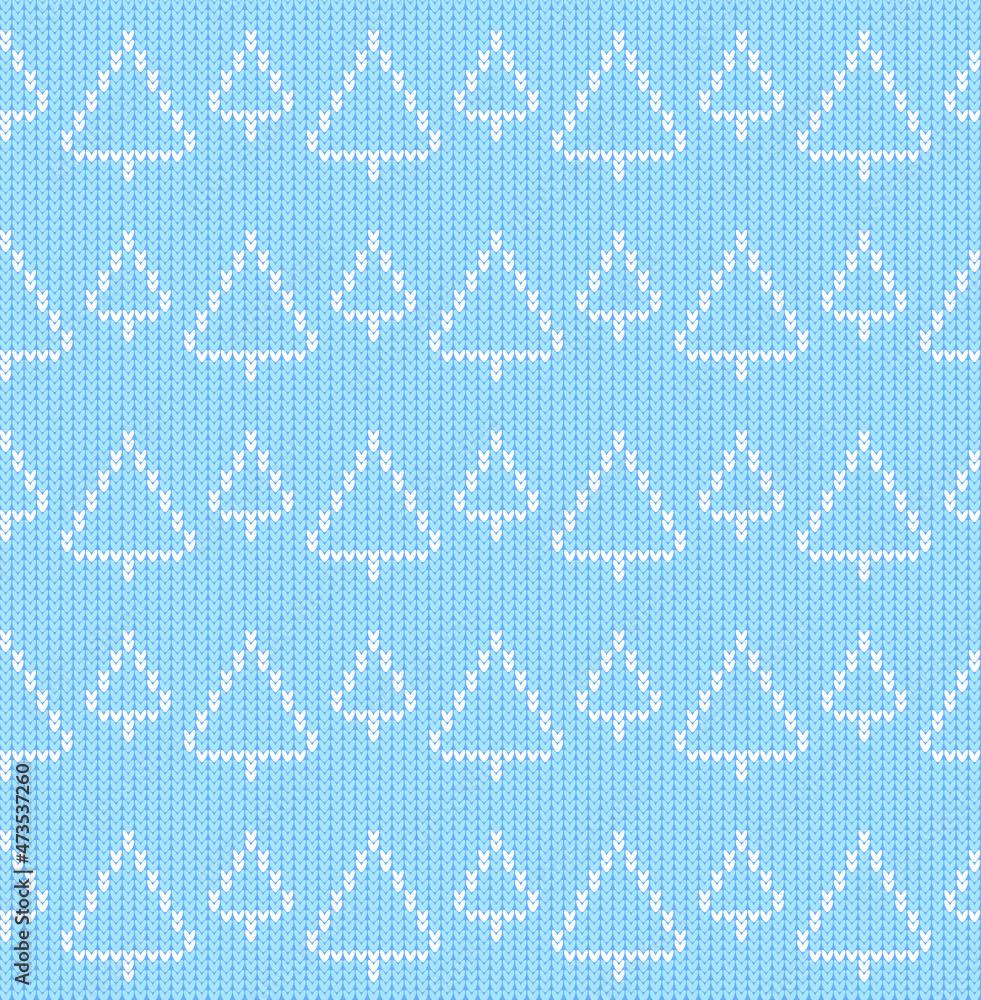 Knitted vector seamless pattern with fir trees Knitted vector seamless pattern with fir trees