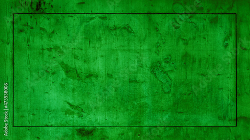 Abstract grunge old neon green painted wooden texture, with black frame - wood board background panorama banner pattern template