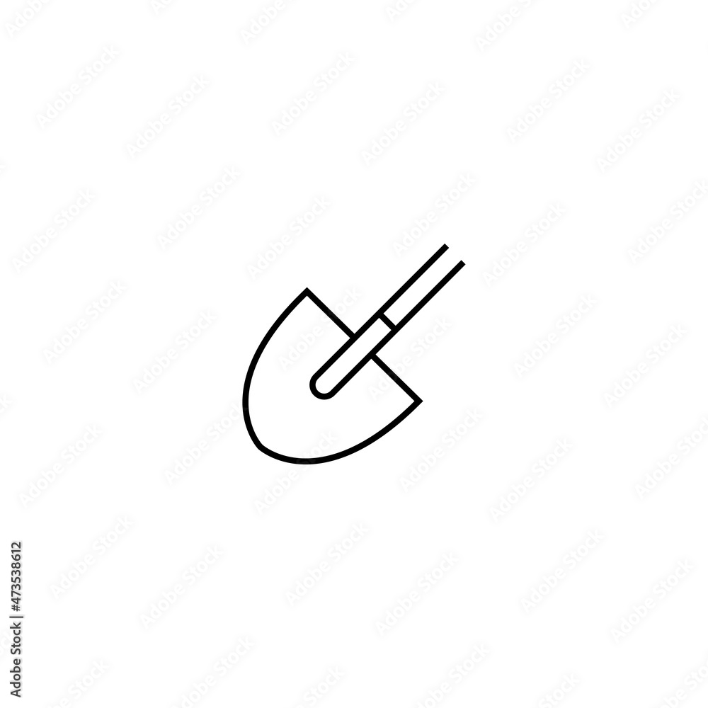 Half part spade icon. Simple slanted vector symbol in line style. Isolated on white background. Half part spade icon. Simple slanted vector symbol in line style. Isolated on white background.