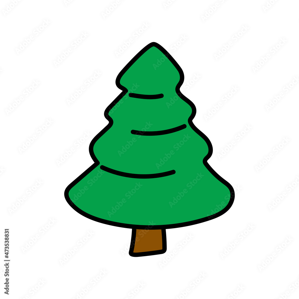 Hand drawn doodle style vector Christmas tree, isolated on white background. Hand drawn doodle style vector Christmas tree, isolated on white background.