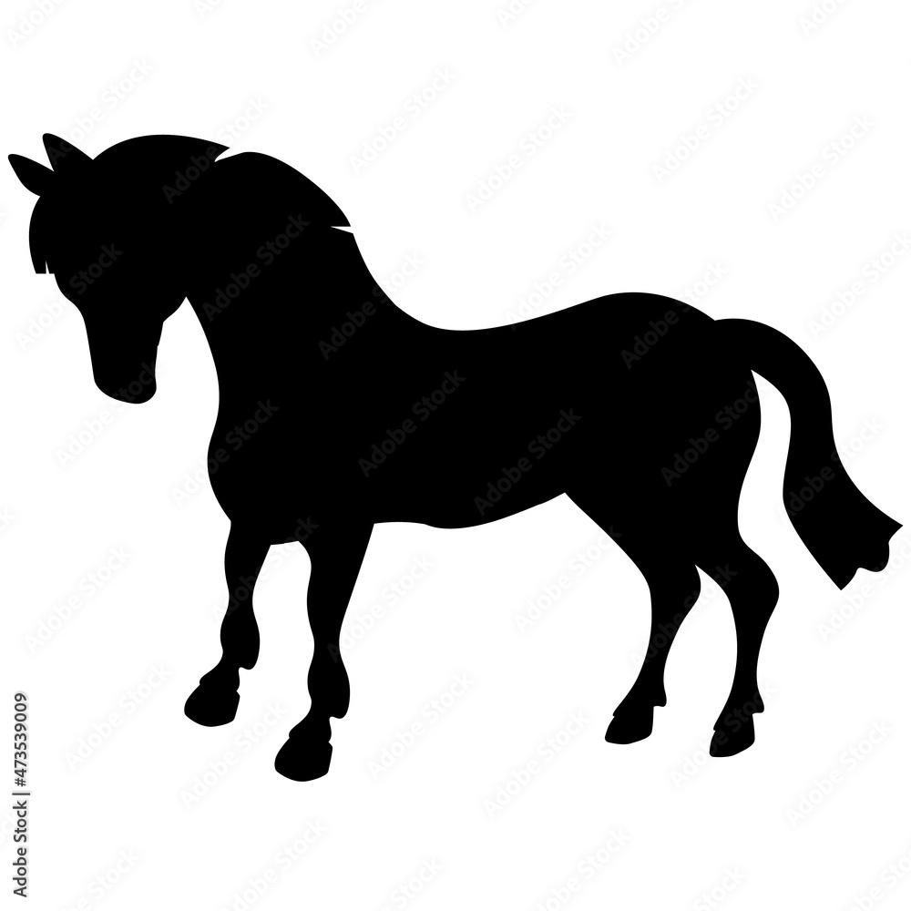 Obraz premium Vector silhouette of a pony horse. Cartoon-style illustration.