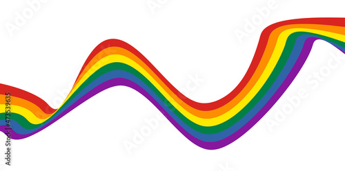 Wavy rainbow ribbon with the colors of the LGBT community on a white background. Gay Pride symbol